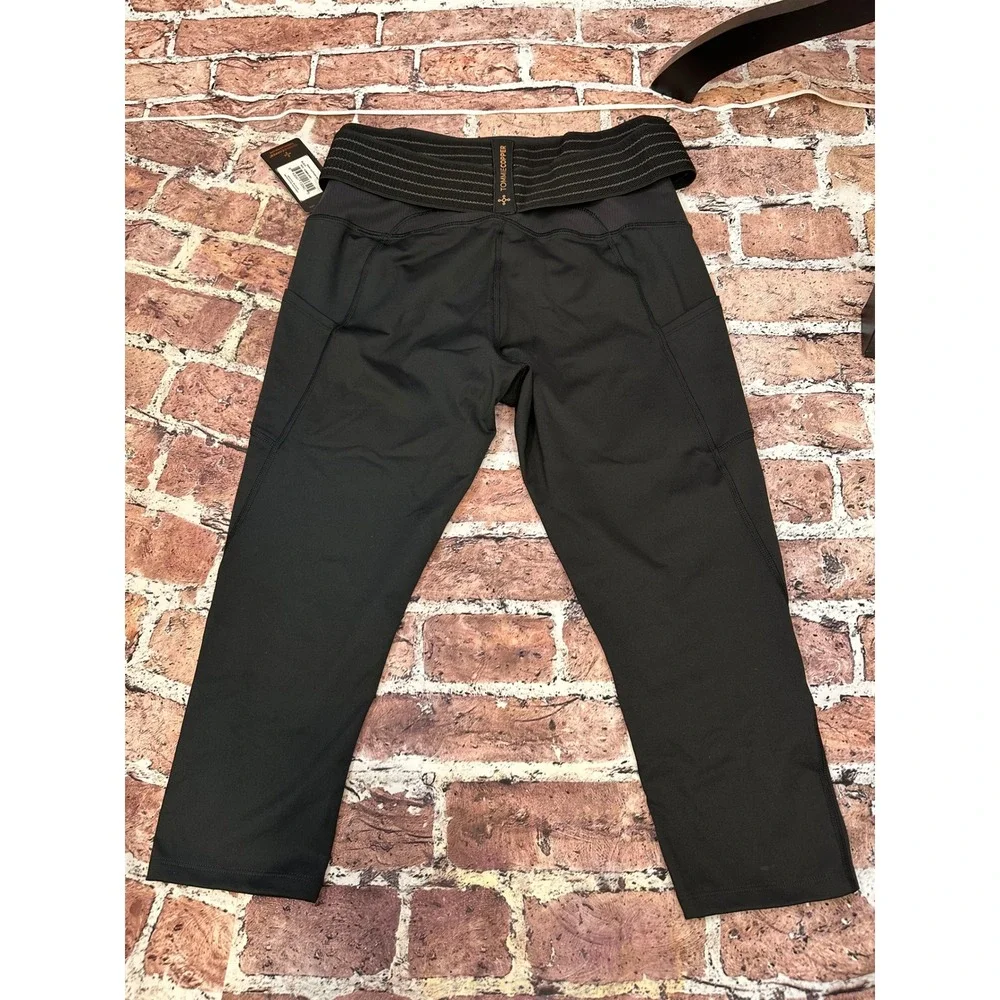 Tommie Copper Women Adj 2Pockets Capris 19" Black Compression Leggings - Picture 7 of 16